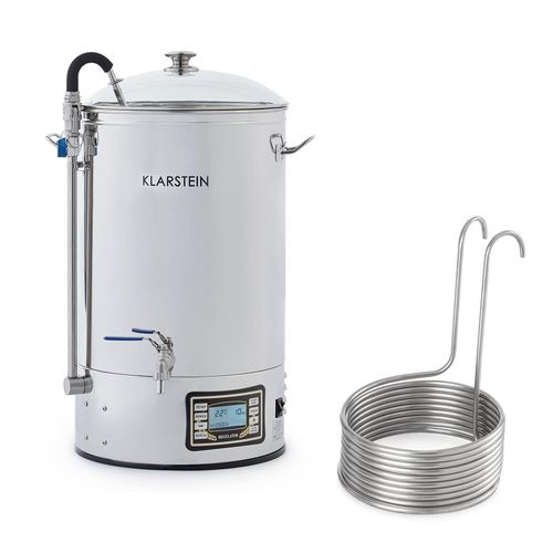 Klarstein Kit Brassage De BiéRe Maison : Mundschenk Cuve De 30l Avec Robinet & Commande Tactile + Refroidisseur é Immersion Spirales - Puissance 2500 W - Inox