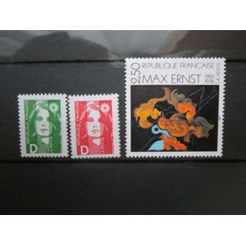 France. Timbres De 1991. N°2711 Et 2712 (Type Marianne Du Bicentenaire Avec Lettre D). N°2727 (Centenaire De La Naissance De Max Ernst. Émission Conjointe Franco-Allemande. Oeuvre De L Artiste)