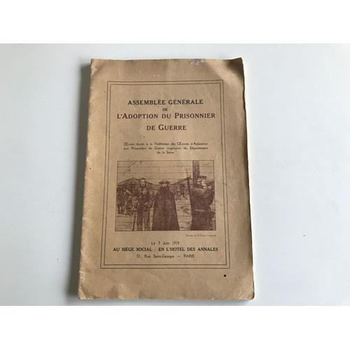 Assemblée Générale De LAdoption Des Prisonniers De Guerre 1919
