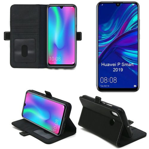 Huawei P Smart 2019 : Housse Protection Portefeuille Noire À Rabat Avec Porte Cartes - Etui Folio Coque Silicone Antichoc Smartphone Psmart 2019 - Accessoires Pochette Case ¿