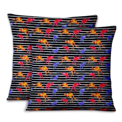 S4sassy Kangourou Bande Salon Canapi Housse De Coussin Imprimi Taie Doreiller Dicorla Maison 2 Pcs