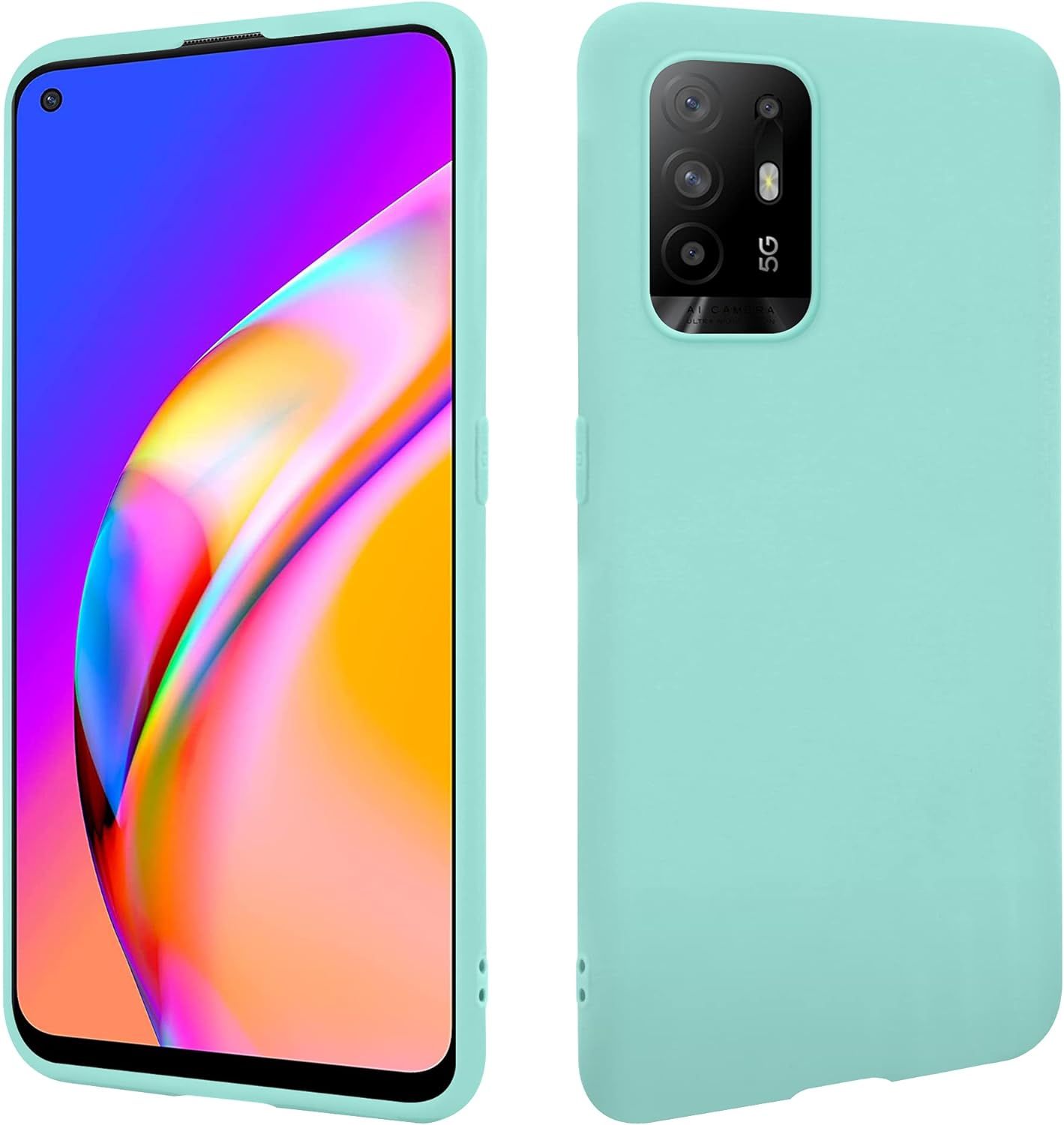 Coque Turquoise Compatible Avec Oppo A94 5g Étui En Silicone Tpu De Qualité Supérieure Résistant Aux Rayures Et Aux Chocs Surface Mate Mince Housse De Protection