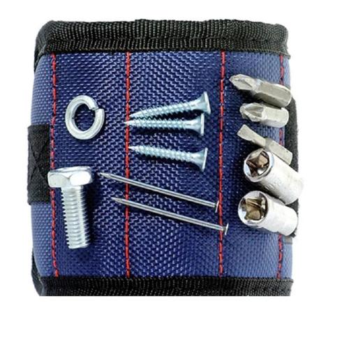 Bracelet Magnétique Poignet Outil Aimant puissant pour bricolage Porte Visserie, Écrous, Boulons, Clous ... ( bleu ) 37 x 9 cm