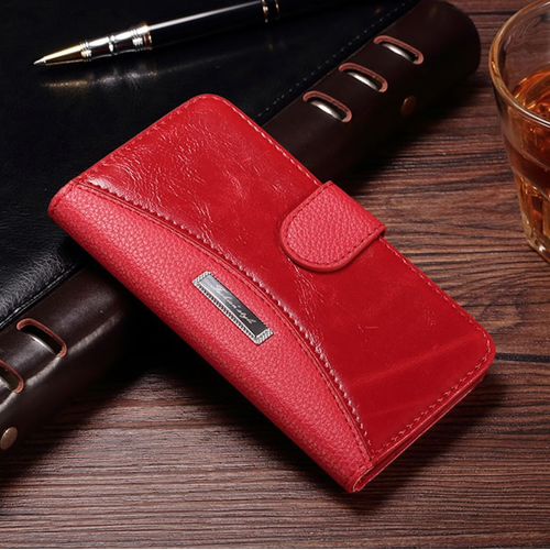 Etui Folio A Rabat Samsung Galaxy S6 Edge Rouge Grainé Eco-Cuir (Pu)
