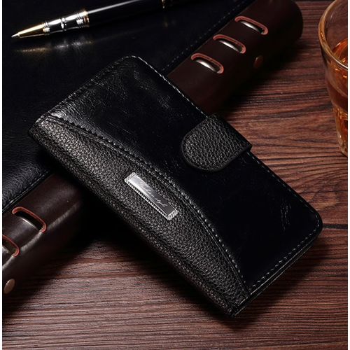 Etui Folio A Rabat Samsung Galaxy Note 5 Noir Grainé Eco-Cuir (Pu)