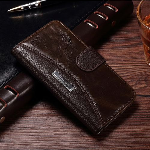 Etui Folio A Rabat Samsung Galaxy Note 5 Marron Grainé Eco-Cuir (Pu)