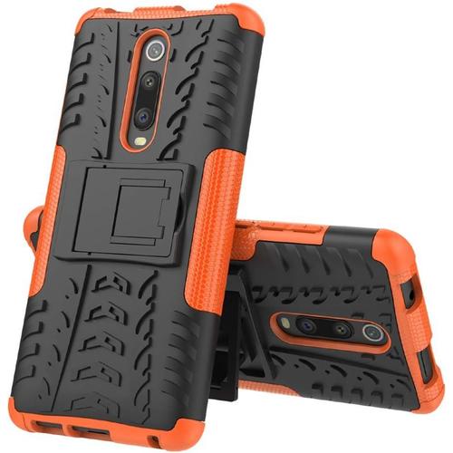 Coque Xiaomi Redmi K20, Coque Double Couche Armure Dur Pc + Tpu Housse Souple En Kickstand En Silicone Peau De Protection Pour Xiaomi Redmi K20 Smartphone Orange