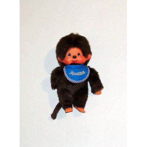 peluche kiki monchhichi bavoir bleu sekiguchi 18cm