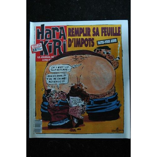Hara Kiri Hebdo 9 Rare * 1993 * Le Journal De L'europe À Feu Et À Sang * Remplir Sa Feuille D'impots