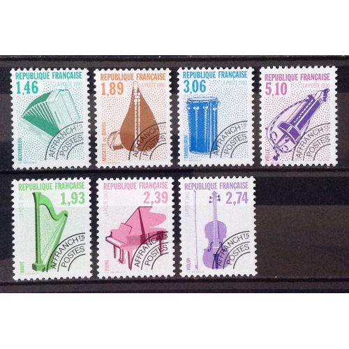 Série Préoblitérés Instruments Musique De 1990 - N° 206 Accordéon + 207 + 208 + 209 + 210 + 211 + 212 Neufs** Luxe (= Sans Trace De Charnière) - Cote 12,00 - France Année 1990 - N23565