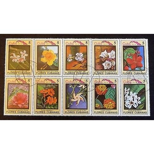 Cuba Oblitéré Y Et T N° 2480 Et + Lot De 10 Timbres De 1983 Fleurs De Cuba