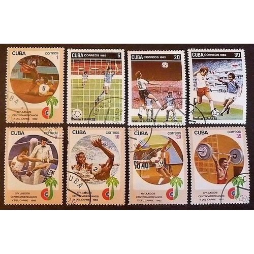 Cuba Oblitéré Y Et T N° 2377 Et + Lot De 8 Timbres De 1982 Jeux Et Foot