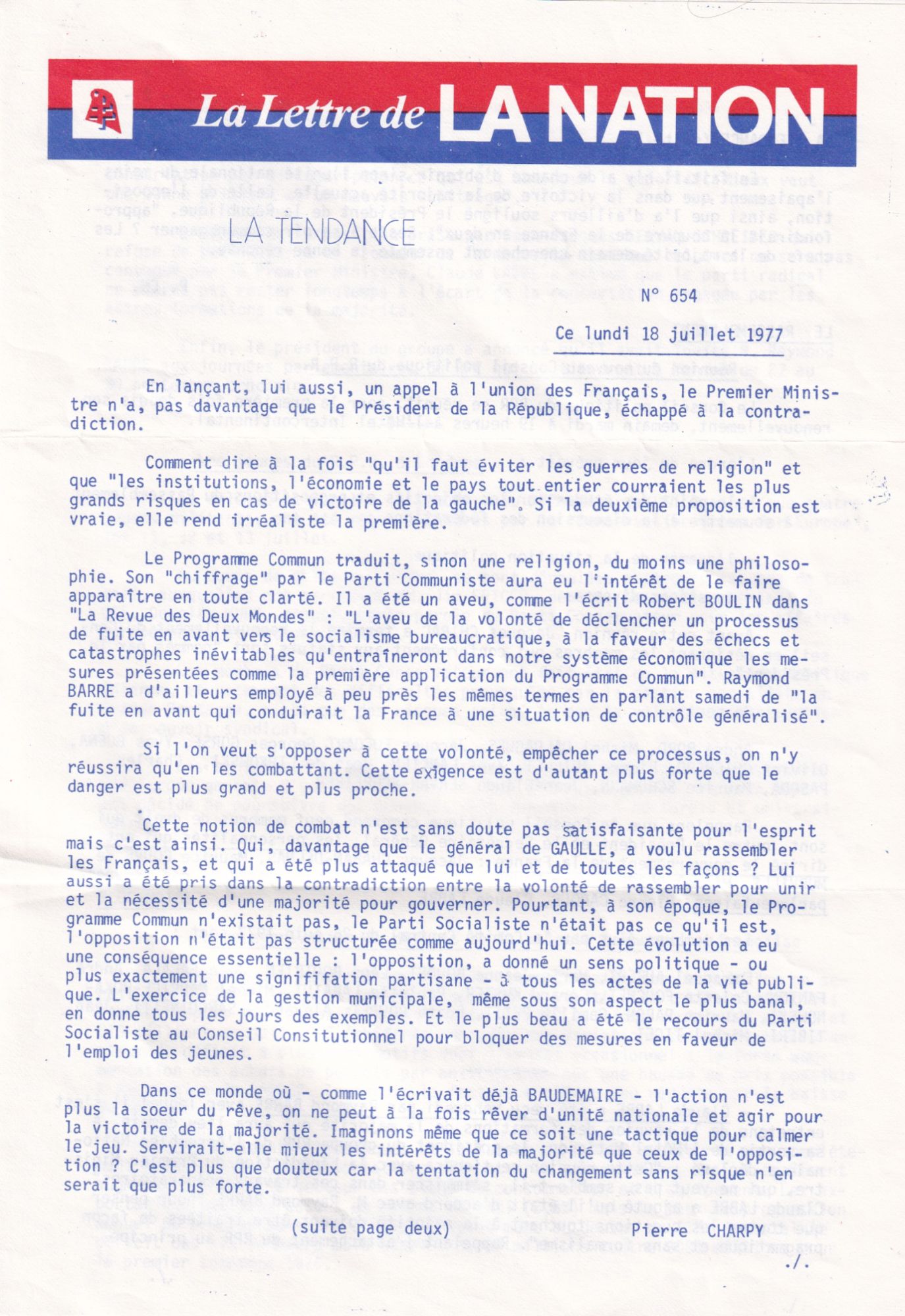 La lettre de LA NATION N°654 - Histoire, actualité, politique ...