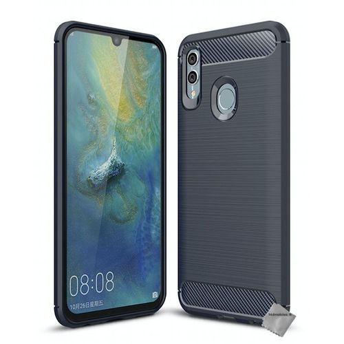 Housse Etui Coque Silicone Gel Carbone Pour Huawei P Smart (2019) + Film Ecran - Bleu Fonce