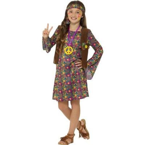 Déguisement De Hippie Avec Fleurs Pour Fille (Taille 10-12a)