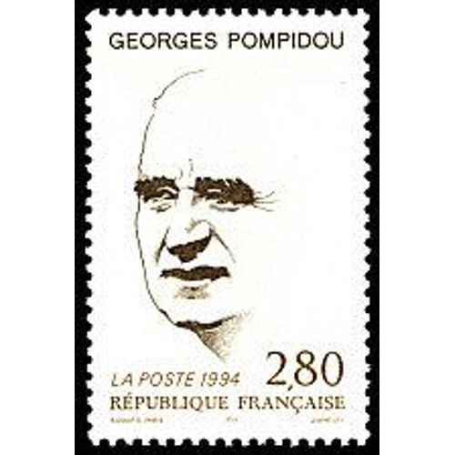 Timbre 20ème Anniversaire De La Mort De Georges Pompidou (Emission De 1994)