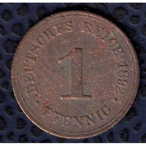 Allemagne 1892 Pièce De Monnaie Coin 1 Pfennig Deutsches Reich Aigle Su