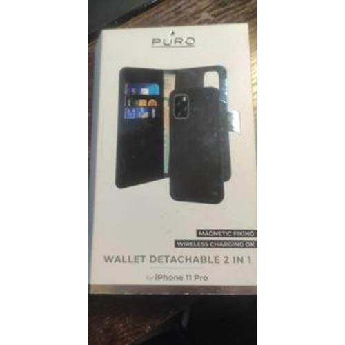 Protection Portefeuille (Wallet) 2 En 1 - Magnétique - Chargeur Sans Fil - Pour Iphone 11 Pro Et Équivalent - Marque Puro