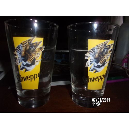 Verres Schweppes Avec Tigre Publicitaire Lot De 2