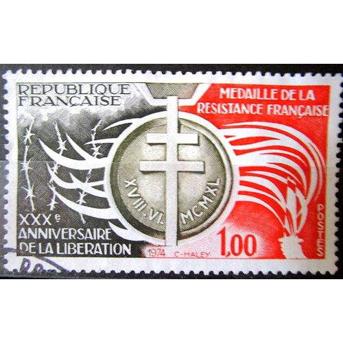 1974. F1821: 30ème Anniversaire De La Libération, Médaille De La Résistance Française.