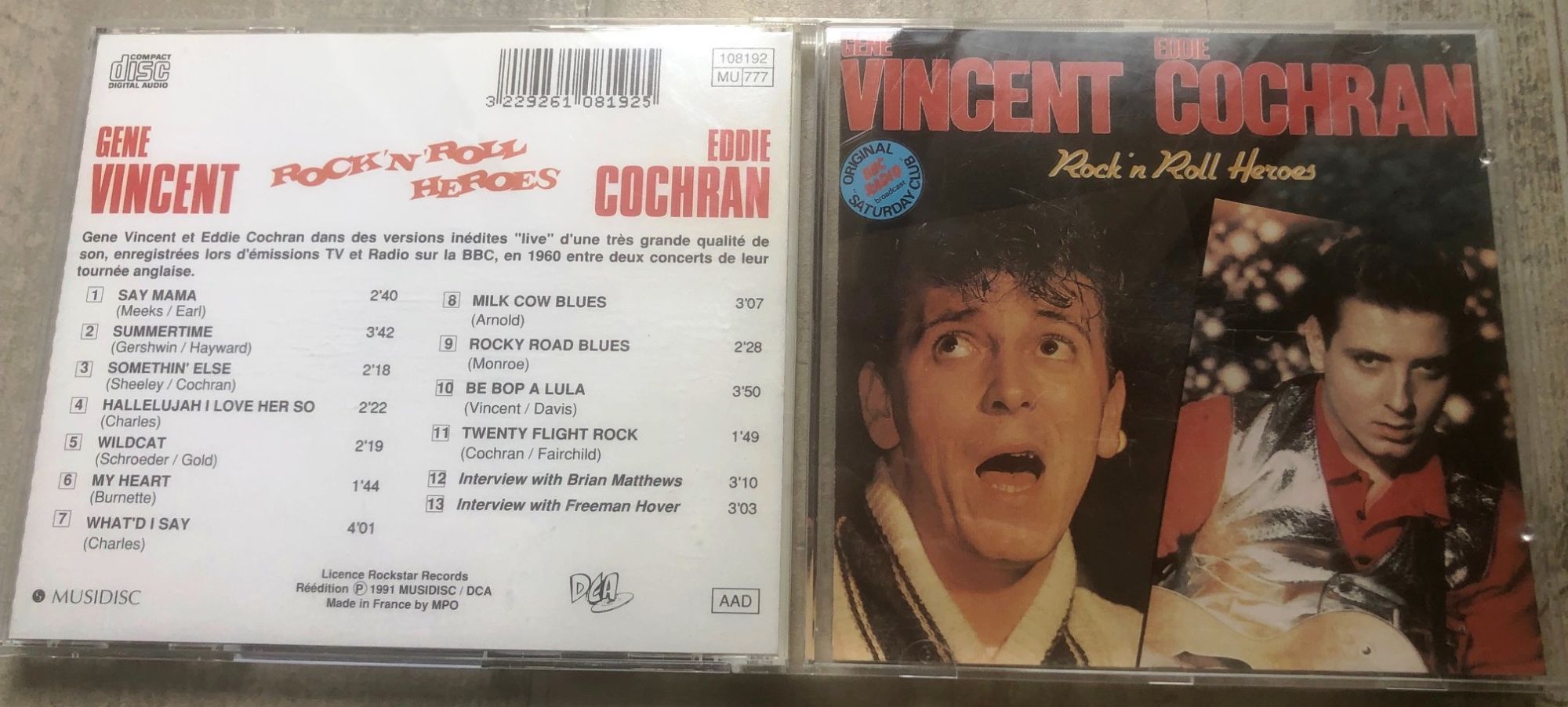 Gene Vincent + Eddie Cochran Rock'n Roll Heroes Live Bbc Cd Rockabilly
