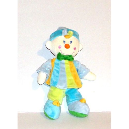 Clown Bleu Orange Et Vert Pastel Dodo D Amour Doudou Peluche Mgm 32cm