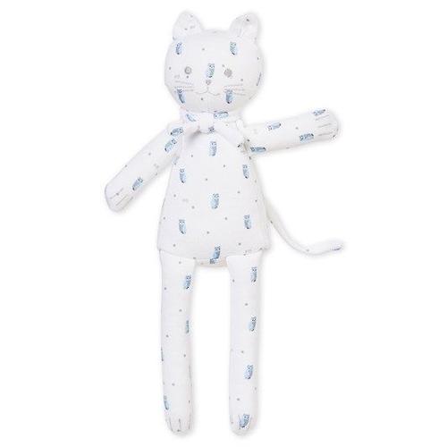 Doudou Chat Blanc Chouette Bleue Hibou Bleu Peluche Jouet Bebe Pb