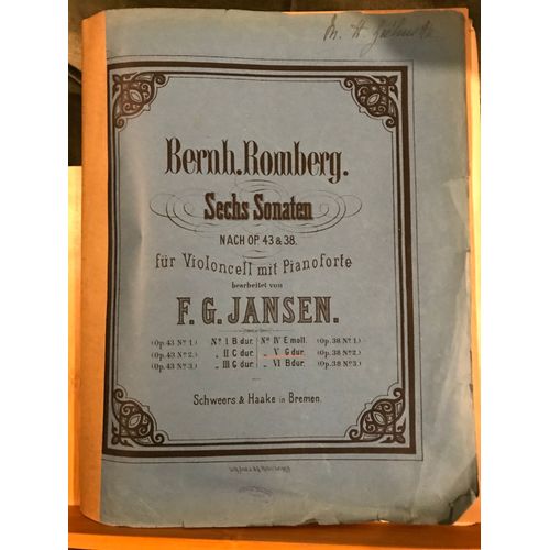 Romberg Sonate V Op. 38 N°2 Transcription Violoncelle Piano Partition Jansen