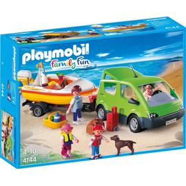 Voiture familiale avec remorque porte-bateaux Playmobil