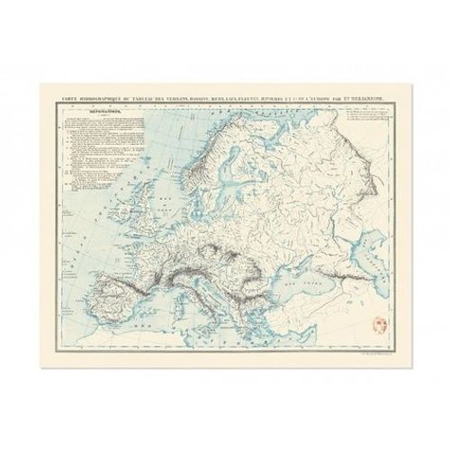 Carte Hydrographique De L'europe - 85x65 Cm