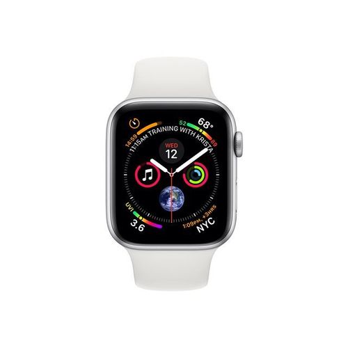 Apple Watch Series 4 (Gps) - Boîtier 44 Mm Aluminium Argenté Avec Bracelet Sport Blanc