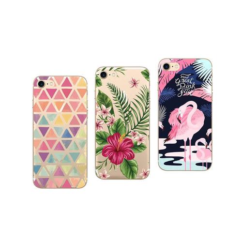 3 Coques Compatibles Iphone 7 Gel Souple Incassable Résistant Antichoc Impression Motif Fantaisie Durable (Pack#5)