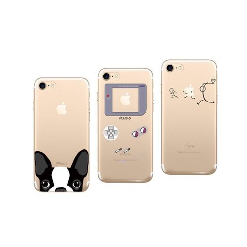 3 Coques Compatibles Iphone 7 Gel Souple Incassable Résistant Antichoc Impression Motif Fantaisie Durable (Pack#3)