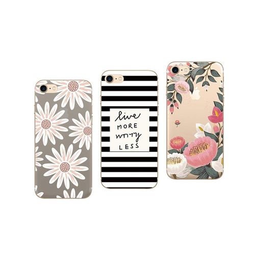 3 Coques Compatibles Iphone 7 Gel Souple Incassable Résistant Antichoc Impression Motif Fantaisie Durable (Pack#4)