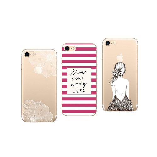 3 Coques Compatibles Iphone 7 Gel Souple Incassable Résistant Antichoc Impression Motif Fantaisie Durable (Pack#7)