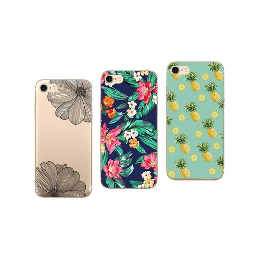 3 Coques Compatibles Iphone 7 Gel Souple Incassable Résistant Antichoc Impression Motif Fantaisie Durable (Pack#9)