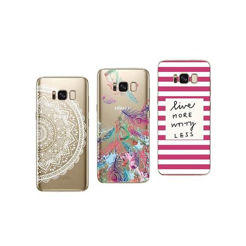 3 Coques Compatibles Samsung Galaxy S8 Plus ( S8+ ) Gel Souple Incassable Résistant Antichoc Impression Motif Fantaisie Durable (Pack#8)