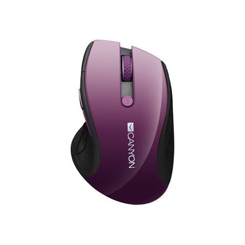 Canyon CNS-CMSW01P - Souris - pour droitiers - LED bleue - 6 boutons - sans fil - 2.4 GHz - récepteur sans fil USB - violet - Pour la vente au détail