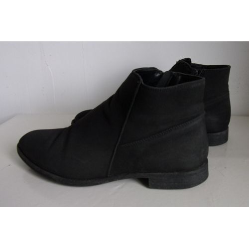 Bottines Noires Talon Plat Imitation Daim 40