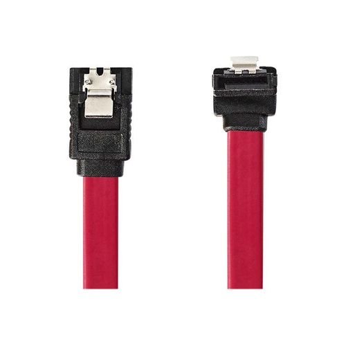 Nedis - Câble SATA - Serial ATA 150/300 - SATA (F) droit/bloquant pour SATA (F) incliné/verrouillage - 50 cm - plat - rouge