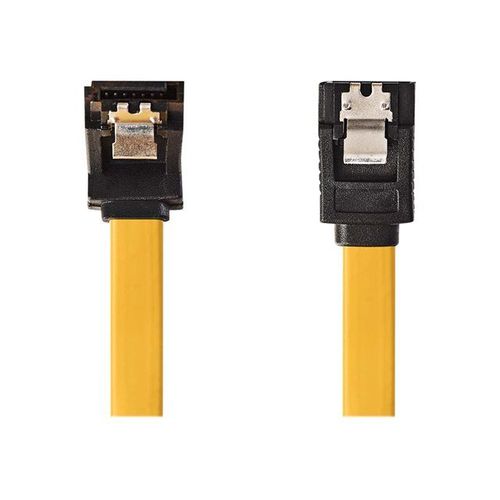 Nedis - Câble SATA - Serial ATA 150/300/600 - SATA (F) droit/bloquant pour SATA (F) incliné/verrouillage - 50 cm - plat - jaune