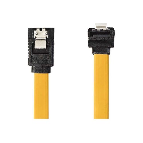 Nedis - Câble SATA - Serial ATA 150/300/600 - SATA (F) droit/bloquant pour SATA (F) incliné/verrouillage - 1 m - plat - jaune
