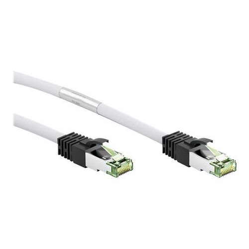 goobay - Cordon de raccordement - RJ-45 (M) pour RJ-45 (M) - 50 cm - SFTP, PiMF - CAT 8.1 - sans halogène, moulé, sans crochet, bloqué - blanc