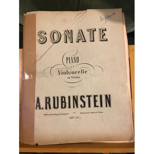 A. Rubinstein Sonate Pour Violoncelle Et Piano Opus 18 Partition Hamelle