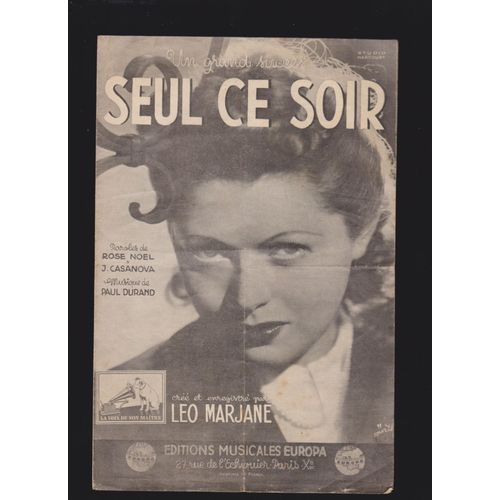 Seul Ce Soir ; Paroles De Rose Noël Et J. Casanova