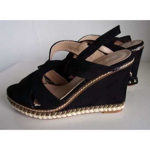 Sandalettes Noires Imitation Daim 40