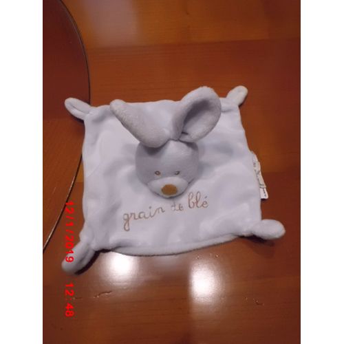 Doudou Lapin Bleu Grain De Ble