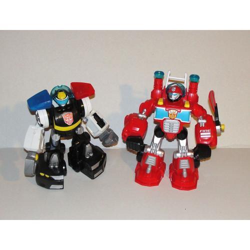 Transformers Pompier Police Lot 2 Figurines Robot Articulés Sonores Et Lumineux