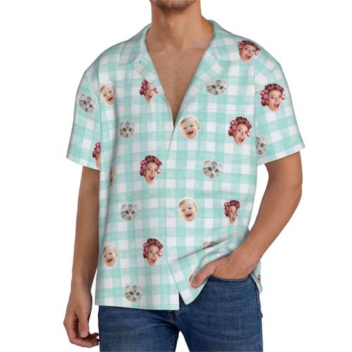 Chemises Hawaïennes Pour Hommes Personnalisées Ensemble De Mouches Aquarelles 14 Estivale À Manches Courtes Avec Photo De Votre Animal Compagnie, De Votre Bébé Ou Sur La Plage Cuba