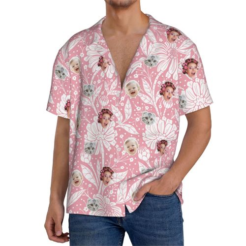 Chemises Hawaïennes Pour Hommes Personnalisées Motifs Printaniers Inspirés De William Morris 1 Estivale À Manches Courtes Avec Photo De Votre Animal Compagnie, De Votre Bébé Ou Sur La Plage Cuba